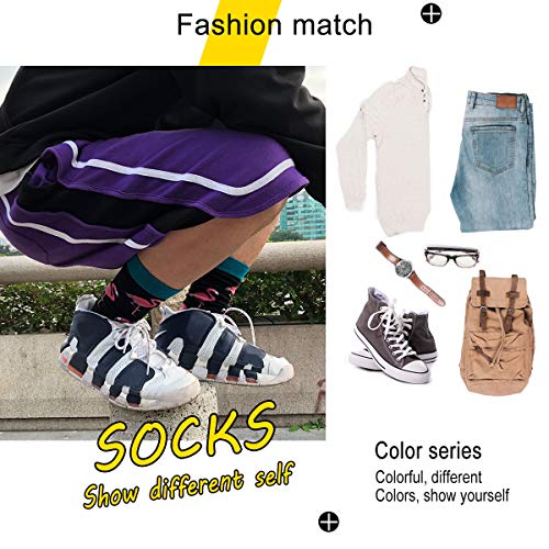 image for MUQU Men's Cool Colorful Casual Socks - Novelty Funny Casual Combed Co