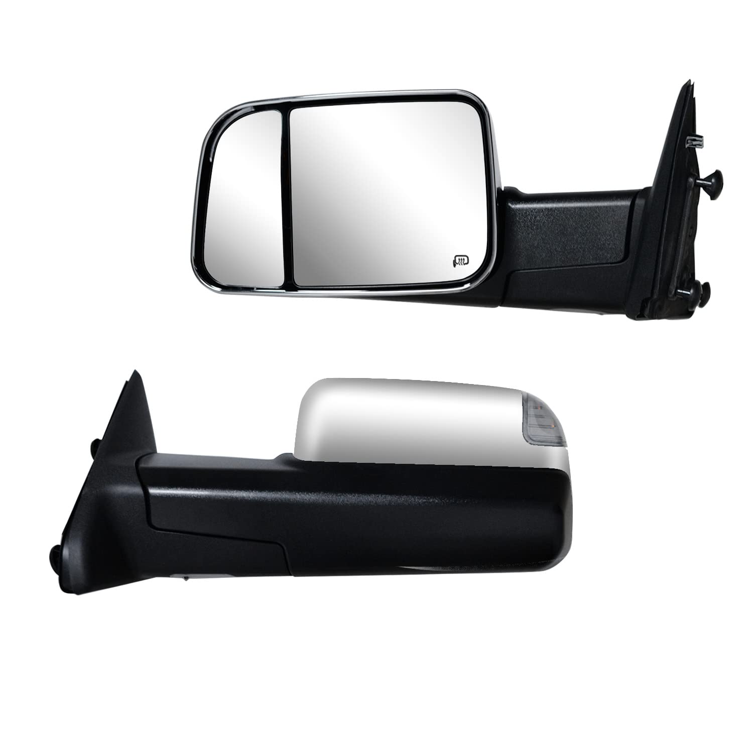 thumbnail image 2 of 2x Power Heated Tow Mirrors For Dodge Ram 1500 2500 3500 – With LED Turn Signal, Black Housing – TITANICPARTS 2 of 6