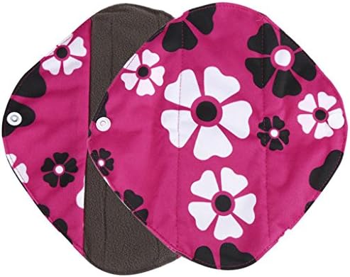 Ularma Reusable Charcoal Bamboo Mama Pads/ Menstrual Pads Cloth/ Sanitary Napkins Pad -Night time protection (S, Hot Pink)