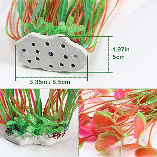 Tacobear 3PCS Artificial Aquarium Plants Decor Plastic Fish Tank Plants Decorations Ornament Aquatic Plant Colorful Water Plants (3PCS Two Styles)