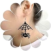 Ximdble Vintage Black Spider Drop Earrings Cubic Spider Web Dangle Earrings Halloween Spider web Earrings Gothic Statement Spider Earrings Jewelry for Women