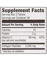 Marca Amazon - Péptidos de Colágeno Revly + vitamina C, 90 pastillas, 1 mes de suministro.