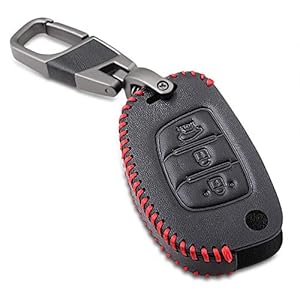 Auto-sleutelhoes 3 Knop Lederen Auto Afstandsbediening Flip Key FOB Shell Cover Case voor Hyundai Creta I10 I20 TUCSON…