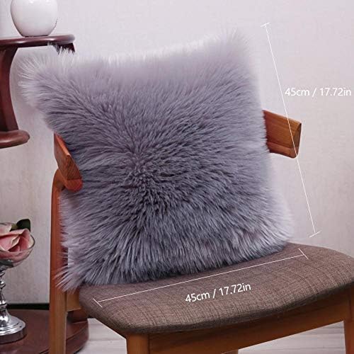 Faux Long Wool Decorative Cushion Cover, Sheepskin Wool Fur Pillowcase, Soft Plush Sofa Pillow Case, 45x 45 cm
