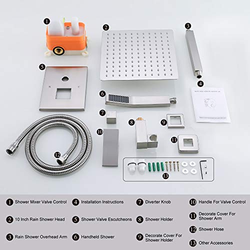 TNOMS Shower Faucets Sets Complete 12 Inch Ceiling Mount Shower System