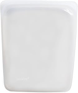 Stasher Re-Usable Food-Grade Platinum Silicone Half Gallon Bag for Eating from/Cooking, Freezing and Storing in/Sous Vide/Organising/Travelling, 26.05 cm x 20.95 cm, Clear