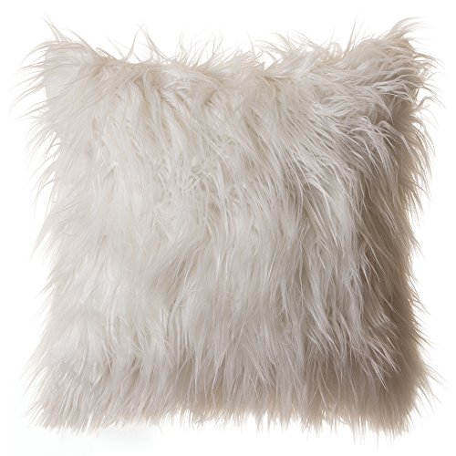 Faux Fur Throw Pillow 18 X18 With Insert Mongolian Long Hair