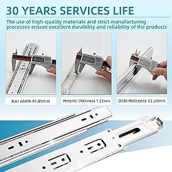 BAIDICE 1 Pair Stainless Steel Full Extension Ball