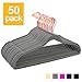 Pretigo Premium Velvet Non-Slip Hangers - 50 Pack, Black & Gray, Durable Space Saving Suit Hangers