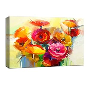 Beautiful Flowers Red Yellow Pink Painting Artwork for Framed