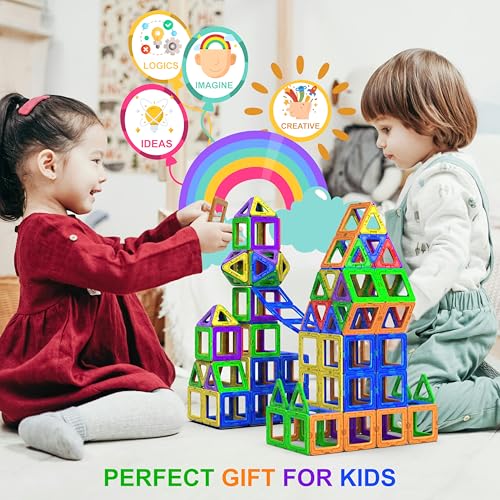 Desire Deluxe Magnetic Building Blocks Toy - Magnetic Educational Stem Blocks for Kids, Montessori Sensory Creative Learning for Babies and Toddlers 3+ Years Old - 94 Pieces