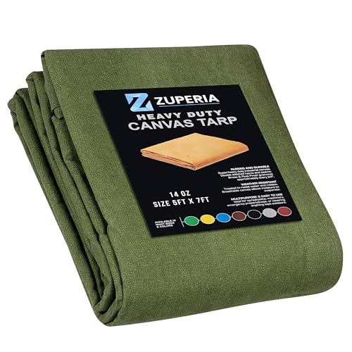Premium Canvas Tarp 1 Pack, 6' x 8' Feet - Canvas