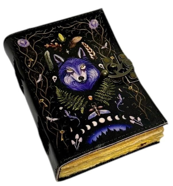 Book of Spells Leather Bound Journal Deckle Edge Paper Grimoire Printed ...