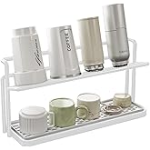 HZBL-LP 2-Tier Space-Saving Drain Rack with Removable Tray | Cup Storage Rack for Kitchen Sink, Dish Drying Organizer