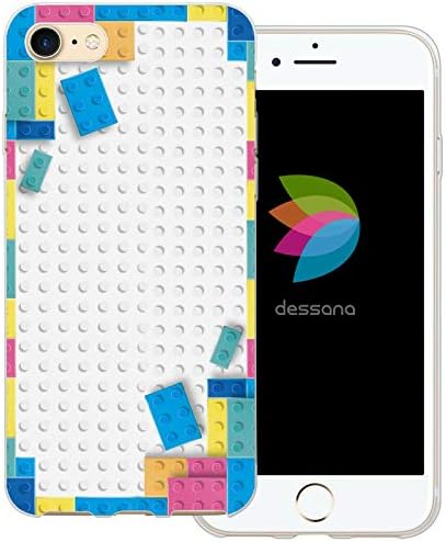 dessana Bricks Transparent Protective Case Phone Cover for Apple iPhone 8 Plus Pastel Frame