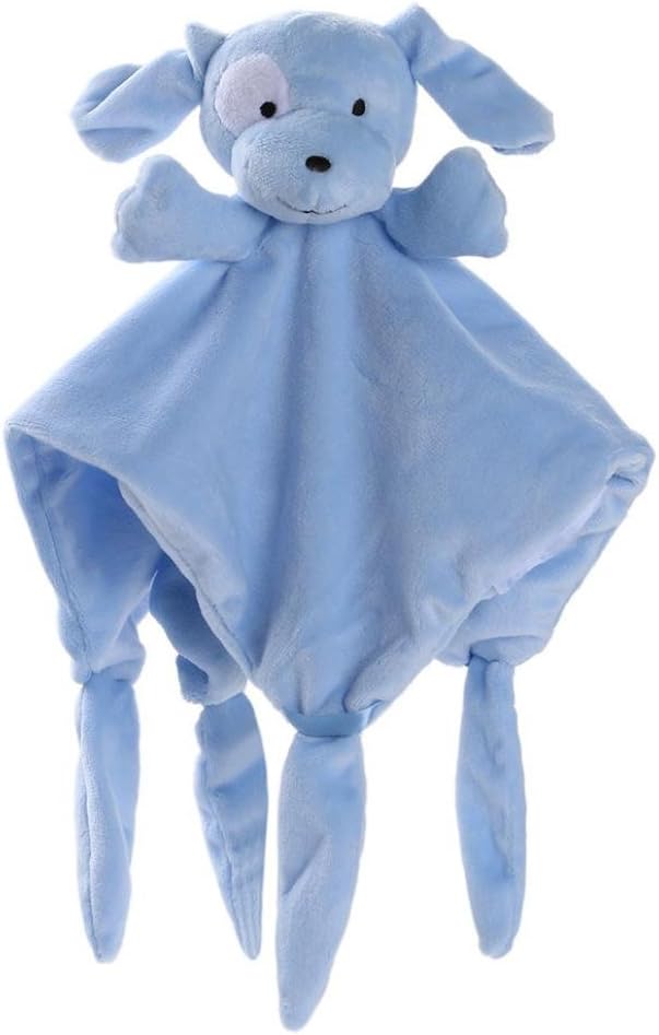 Fineser Baby Animal Friend Plushy Security Blanket Cute Teething Bear Cloth Comforter Soother Stuffed Animal Toy (Sky Blue)