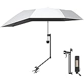 DUOUPA Upf 50+ Chair Umbrella With Clamp/Sun Shade - Portable Umbrella For Sports & Outdoors - Secure Clamp, 360-Degree Swivel Adjustable Position For Maximum Sun Protection