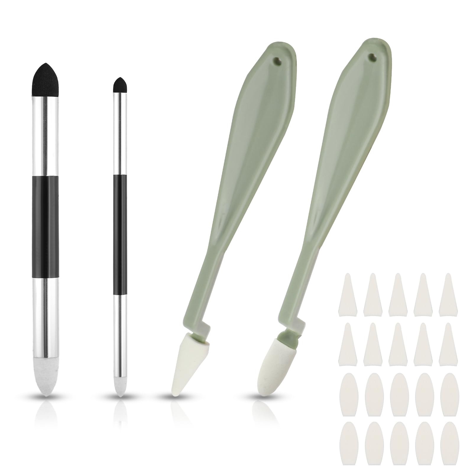 PEUTIER 24pcs Blending Sponge Pen Set, Double Headed Drawing Art Blender Pencil with Sponge Head, Sketch Scrapers Blending Stump Tools Washable Sketch Rubbing Sponge for Highlight Shadow Detail