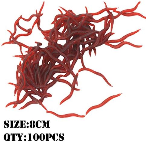 Hunting Hobby 100Pcs Red Soft Earthworm Fishing Bait Worm Lures Crankbaits Hooks Baits