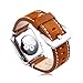 illunt Luxury Leather Wristband with Metal Clasp and Adapters for Apple Watch Series 1, Series 2 42mm (Brown)