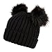 Epoch Women's Winter Chunky Knit Double Pom Pom Beanie Hat with Hair Tie.