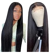 4x4 Closure Lace Front Wigs Human Hair Brazilian Straight 150% Density Human Hair Wigs for Black ...