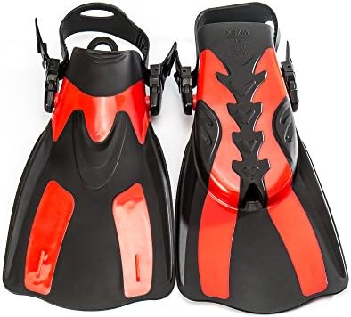 Snorkeling Fins RESTAR Adjustable Speed Fins Super-soft for Diving Fins Swimming Watersports Double Side Flippers for Swimming(Red)