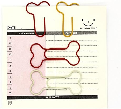 Creative Paperclips Cute Bone Shaped Paper Clamps for Office School, Assorted Color Pack of 100