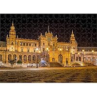 Media Storehouse 252 Piece Puzzle of Night View of Plaza de Espana, Seville, Spain (19072147)