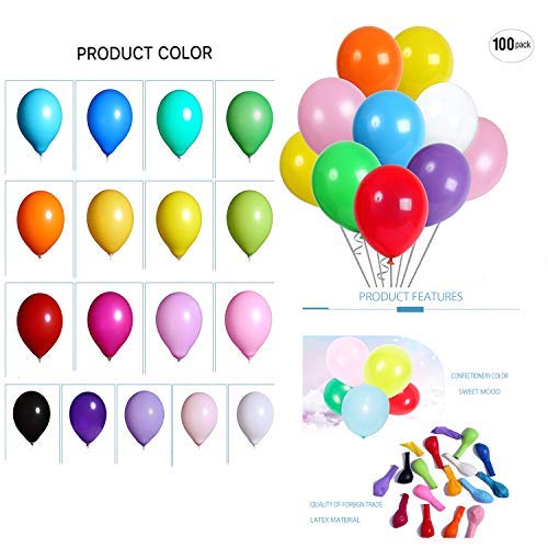 XNX Balloons Assorted Color 12 inch 100 Pcs Helium Quality Latex for Party Decoration (Multi-Colour)