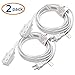 [UL Listed] Cable Matters 2-Pack 16 AWG 2 Prong Long Extension Cord 15 ft, 13A 3-Outlet Extension Cords with Tamper Guard, 13 Amp, 1625 Watts, White