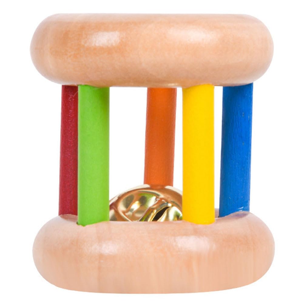 Toddmomy Hand Bell Wooden Colored for Baby Auditory Development and Hand-Eye Coordination Infant Educational Plaything