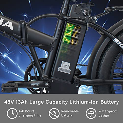 Vtuvia 20" Folding Electric Bike for Adults, 4.0 Fat Tire Bicycle