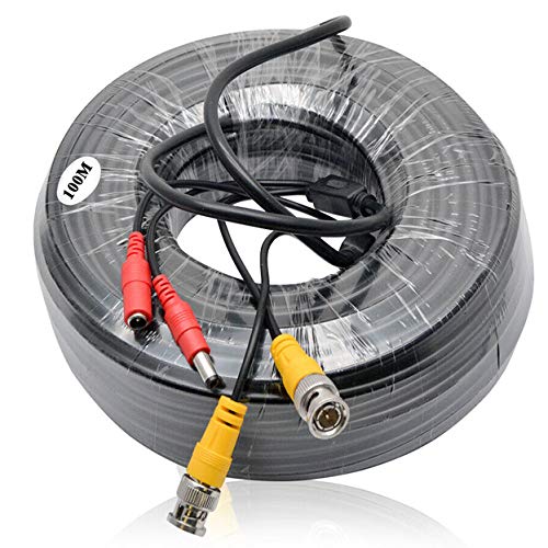HugeAuto 100M Car All-in-One BNC Video Power Cables RCA DC Extension Cables for CCTV Camera DVR Security System