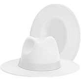 Wide Brim Fedora Hats for Women & Men Classic Dress Panama Hat Adjustable Felt Hat with Band