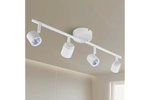 Arcfox 30W 4 Light LED Track Lighting Fixtures Ceiling Spotlight 3000K Warm White Dimmable Flexibly Rotatable Light Head ETL, 24°, CRI90 for Kitchen Accent Task Lighting White (4 Head)