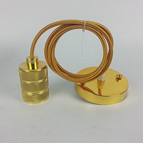 Lantu Creative Vintage Hanging Pendant Light golden E26/E27 metal socket braided wire Ceiling Rose