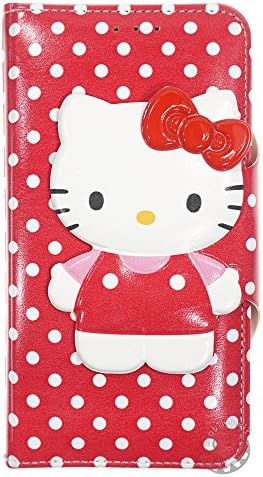 HELLO KITTY Body Button Flip Case for Apple iPhone 6 Plus iPhone 6S Plus (5.5inch) Wallet Diary Cover (Red)