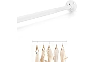 TYRON TYRON TYRON Mini Thin Closet Rod for Hanging Clothes, 1/2" Diameter,12 to 18 In. Adjustable Closet Rod, Metal Closet Bar Hanging Rod for Baby Kids Closet, Small Space (White,1 Pcs)
