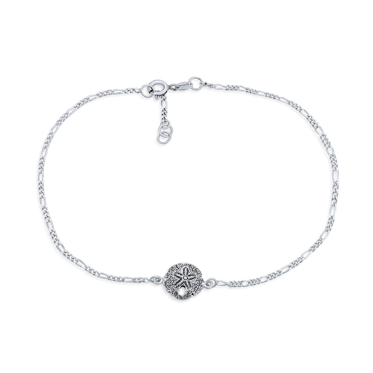 Bling Jewelry Nautical Beach Vacation Starfish Sand Dollar Charm Anklet Ankle Bracelet For Women .925 Sterling Silver Adjustable 9 To 10 Inch โ image 1