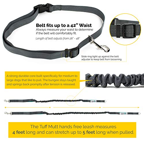 Tuff Mutt Hands Free Dog Leash for Running, Walking, Hiking, Durable