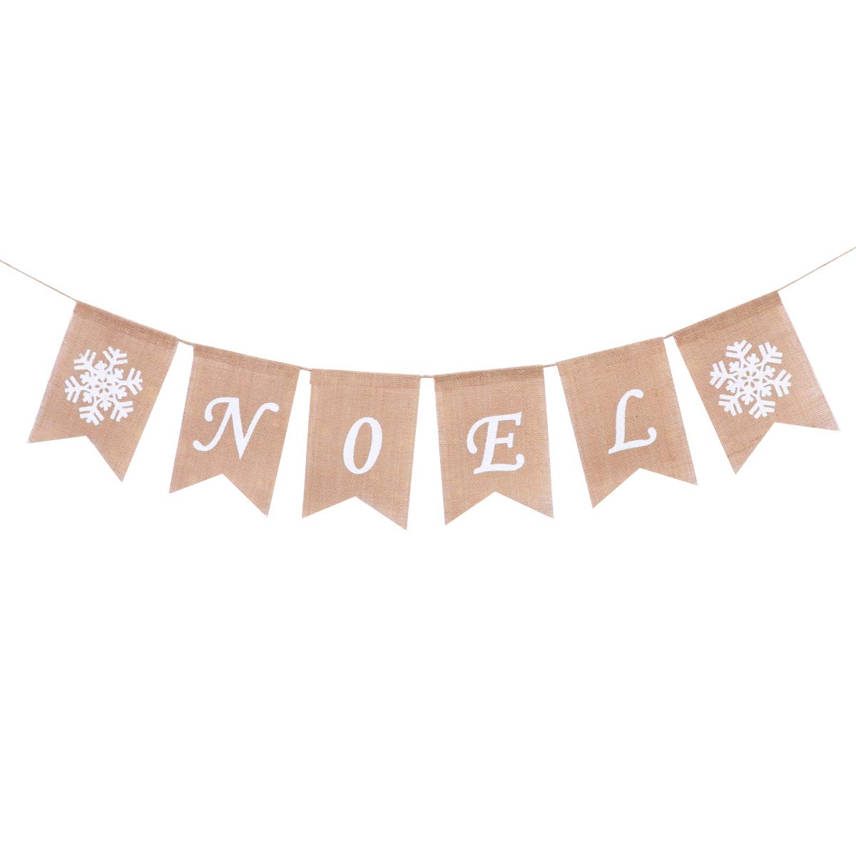 Amosfun Burlap Christmas Banner Noel Snowflake Banner Bunting Garland Rustic Hanging Christmas Decoration Holiday Party Decoration Supplies 2