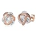 Buycitky 14K Rose Gold Plated Love Knot Stud Earrings for Women Cubic Zirconia Post Earrings, PU Jewelry Pouch