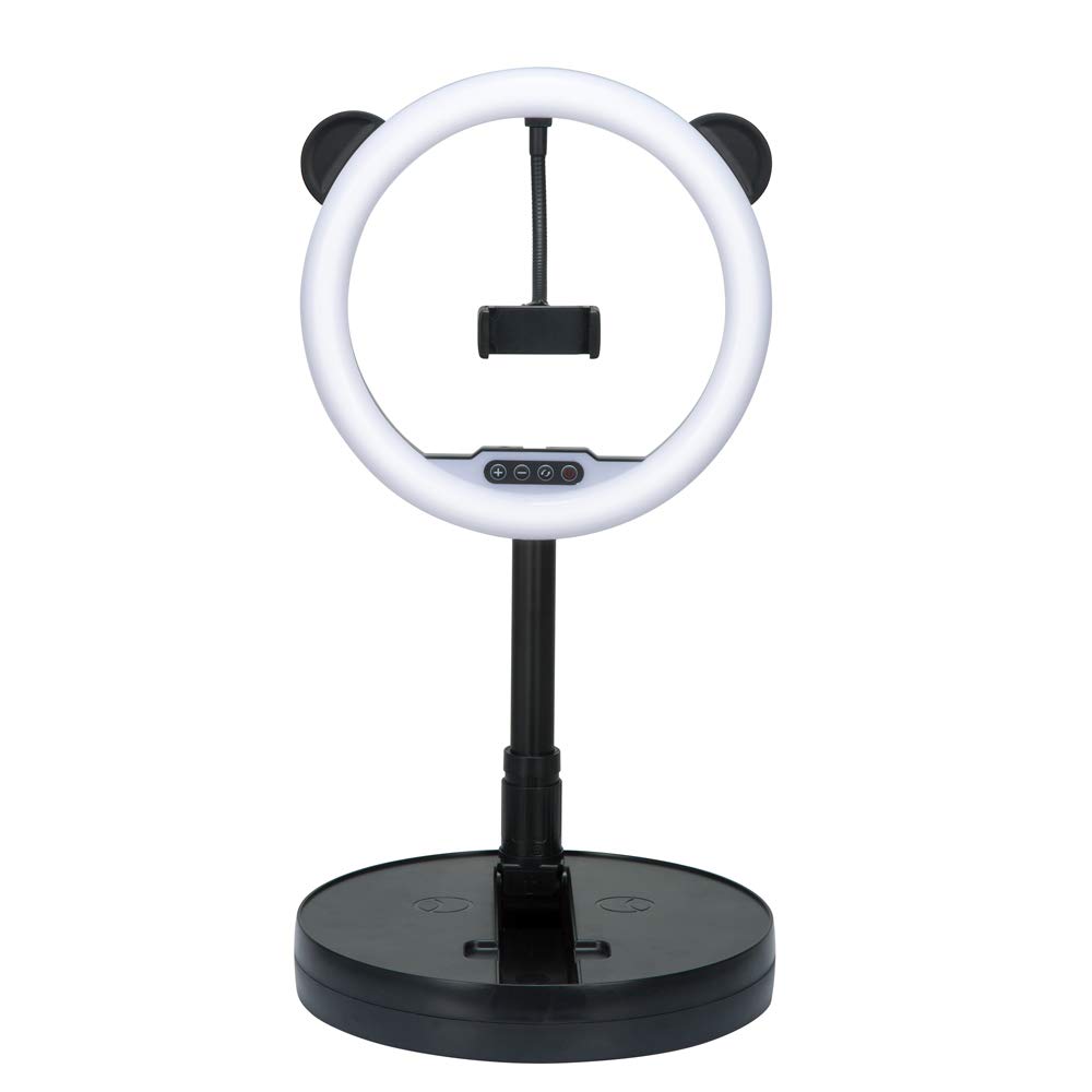 INSSTRO LED Ring Light, LED Light, Integrated Light and Stand, Disc Design, Foldable, Height Adjustable, 21.3 - 66.0 inches (54 - 167 cm), 2700-6000K, 10 Brightness Levels, Storage Saving, Portable, Convenient, Smartphone Halter, For Youtube Videos, Live Broadcasts, Selfies, Beauty Makeup, Photography