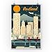 Lantern Press 9x12 Inch Art Print Wall D√©cor, Portland, Oregon, Retro Skyline