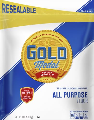 GOLD MEDAL ALL PURPOSE FLOUR, BAKING FLOUR, 3 LB RESEALABLE BAG