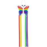 THQZLH Rainbow Butterfly Windsock | Rainbow Outdoor Decor Hanging Decor for Garden, Patio, Yard and Porch
