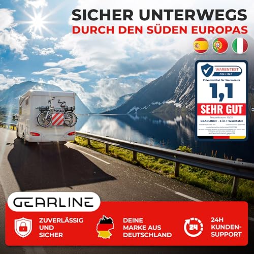 GEARLINE 3-in-1 Warning Sign for Italy, Spain & Portugal [Includes 4 Tie Down Straps & Protective Cover] - Warning Sign for Rear Carrier When Travelling to Spain, Portugal & as Optical Identification for Italy