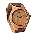 Treehut Men's Wooden Bamboo Watch with Genuine Leather Strap Quartz Analog wi...