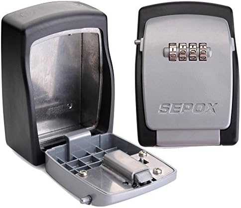 SEPOX Wall Mounted Key Lock Box with 4-Digit Resettable Combination Holds Up to 5 Keys,Weather Resistant